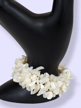 V. Mother of Shell Chip Stretch Bracelet